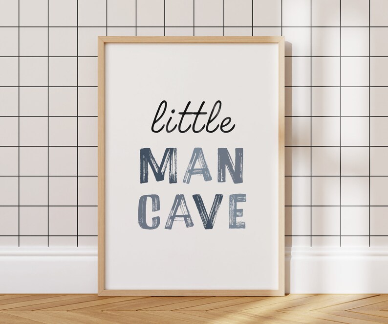 Little Man Cave Sign, Boys Nursery Wall Decor Navy Blue, Kids Room Wall ...