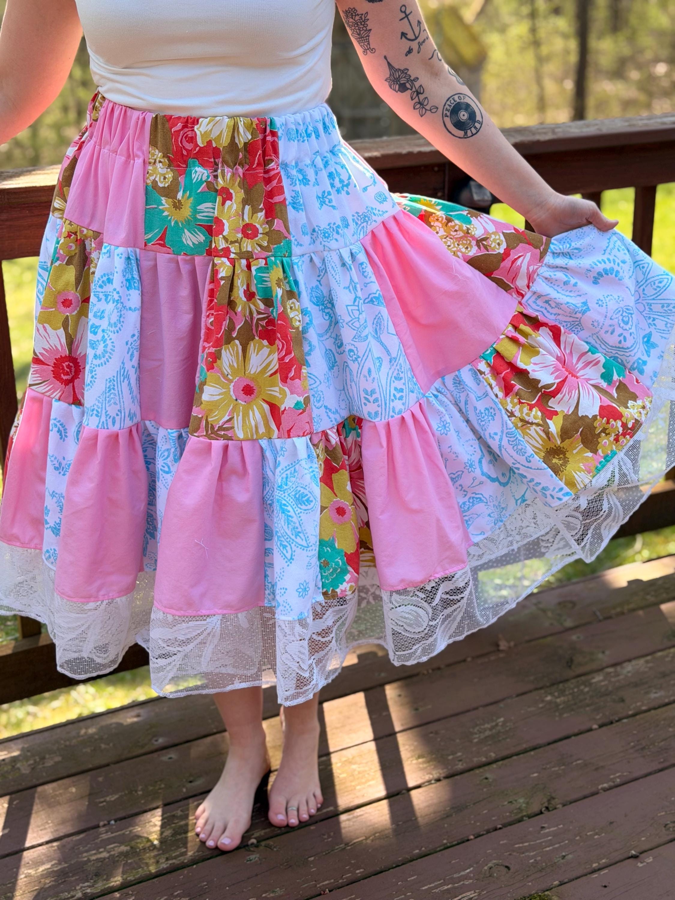 Patchwork Lace Skirt - Etsy