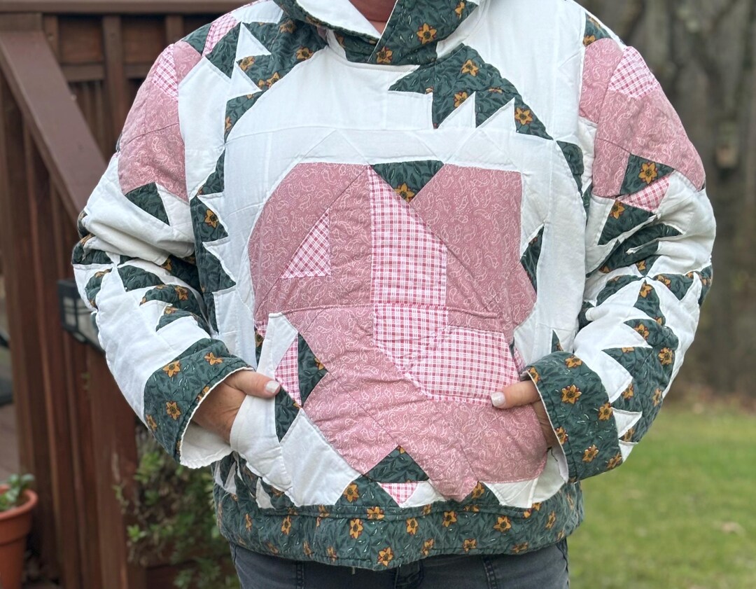 Quilted Long Sleeve Hoodie with Pocket