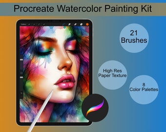 Watercolor Painting Kit for Procreate Brushes - Procreate Watercolor Brushes - Digital Brushes - Procreate Canvas Texture