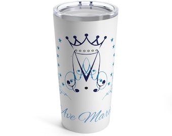 Ave María Monograma Blanco 20 oz Vaso para Café Devotas Mujeres Católicas Regalo Religioso Amante del Café Taza Fe Inspirada Bebidas para ella
