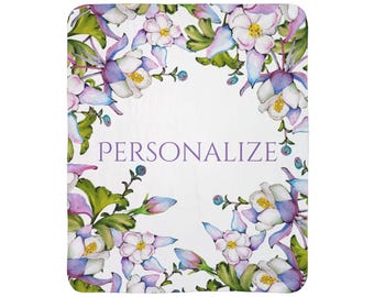 Manta de vellón personalizada con diseño de flor de plumeria, acogedora manta personalizada para el hogar, diseño tropical, suave y cálida, decoración para el dormitorio de la casa
