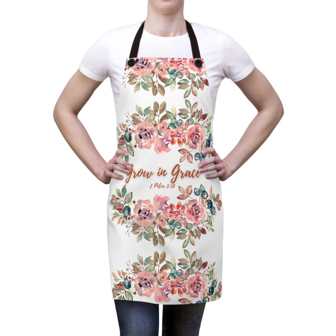 Stylish Grow in Grace Biblical Apron for Christian Cook Faith Inspired ...