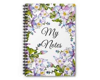 Stilvolles personalisiertes Spiral gefüttertes Notizbuch Floral Plumeria Design Benutzerdefinierte Name Journal Tropische Blume Briefpapier Einzigartiges Geschenk für Sie