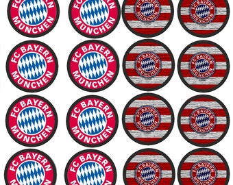 24 Muffin / Cupcakeaufleger Fondant Fußball  Fan FCB