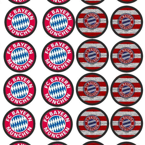 24 Muffin / Cupcakeaufleger Fondant Fußball  Fan FCB