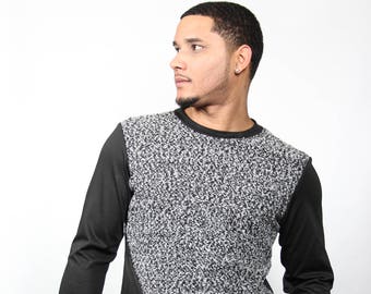 Mens Pullover Asymmetrical Knit Boucle, Ray Vincente - Sample Sale Item