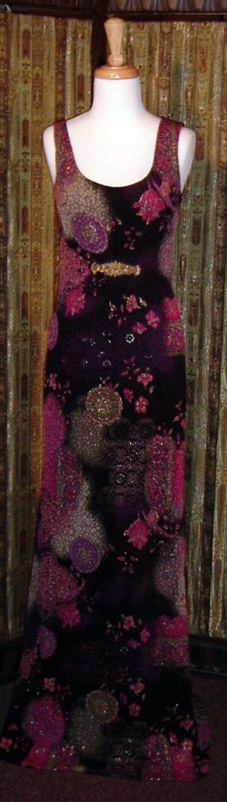 Women's knit gown, Multiprint long knit gown DivaRay Sample Sale Item image 2