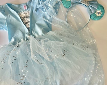Disfraz de Elsa de Frozen, Vestido de Elsa, Disfraz de Disneyland, Orejas de Elsa de Disney, Vestido de Princesa Elsa, Disfraz de Bebé de Disneyland, Disfraz de Bebé de Disney