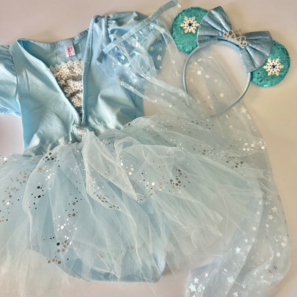 Frozen Elsa Costume, Elsa Dress, Disneyland Costume, Elsa Disney Ears, Princess Elsa Dress, Disneyland Baby Costume, Disney baby costume