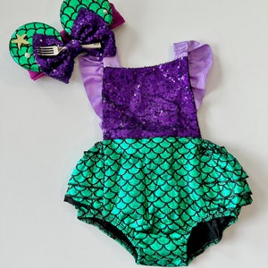Disneyland Baby Outfit, Baby Ariel Outfit, Baby Ariel Romper, Princess Ariel costume, Baby Costume, Princess Ariel Baby, Disney Baby Costume