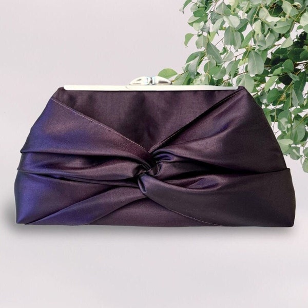 Eggplant Aubergine Wedding Clutch, Plum Purple Bridesmaid’s Purse, Personalization Options