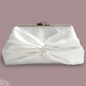 Satin Bridal Rhinestone Clutch in Various Colors and Personalization, Photo Lining, Monogram or Inscription