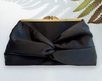 Personalized Knotted Satin Bridal Clutch | Bridesmaid Gift