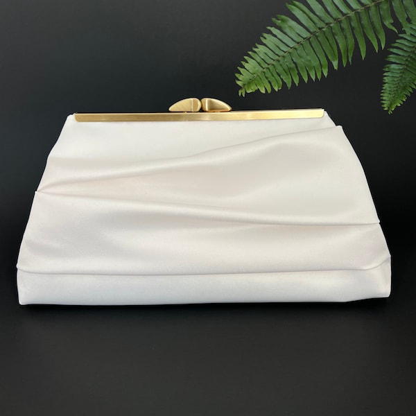 Ivory Satin Wedding Clutch, Bridesmaid’s Purse, Personalization Options and More Colors