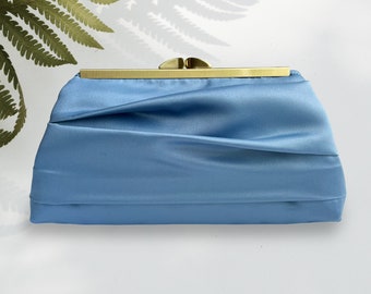 Satin Bridal Clutch, Dusty Blue, Olive, Pink And More, Pleated Bridesmaid’s Purse, Personalization Options