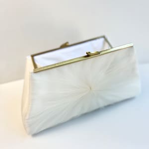 Ivory Satin and Tulle Bridal Clutch, Personalization Options image 3