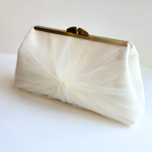 Ivory Satin and Tulle Bridal Clutch, Personalization Options image 2