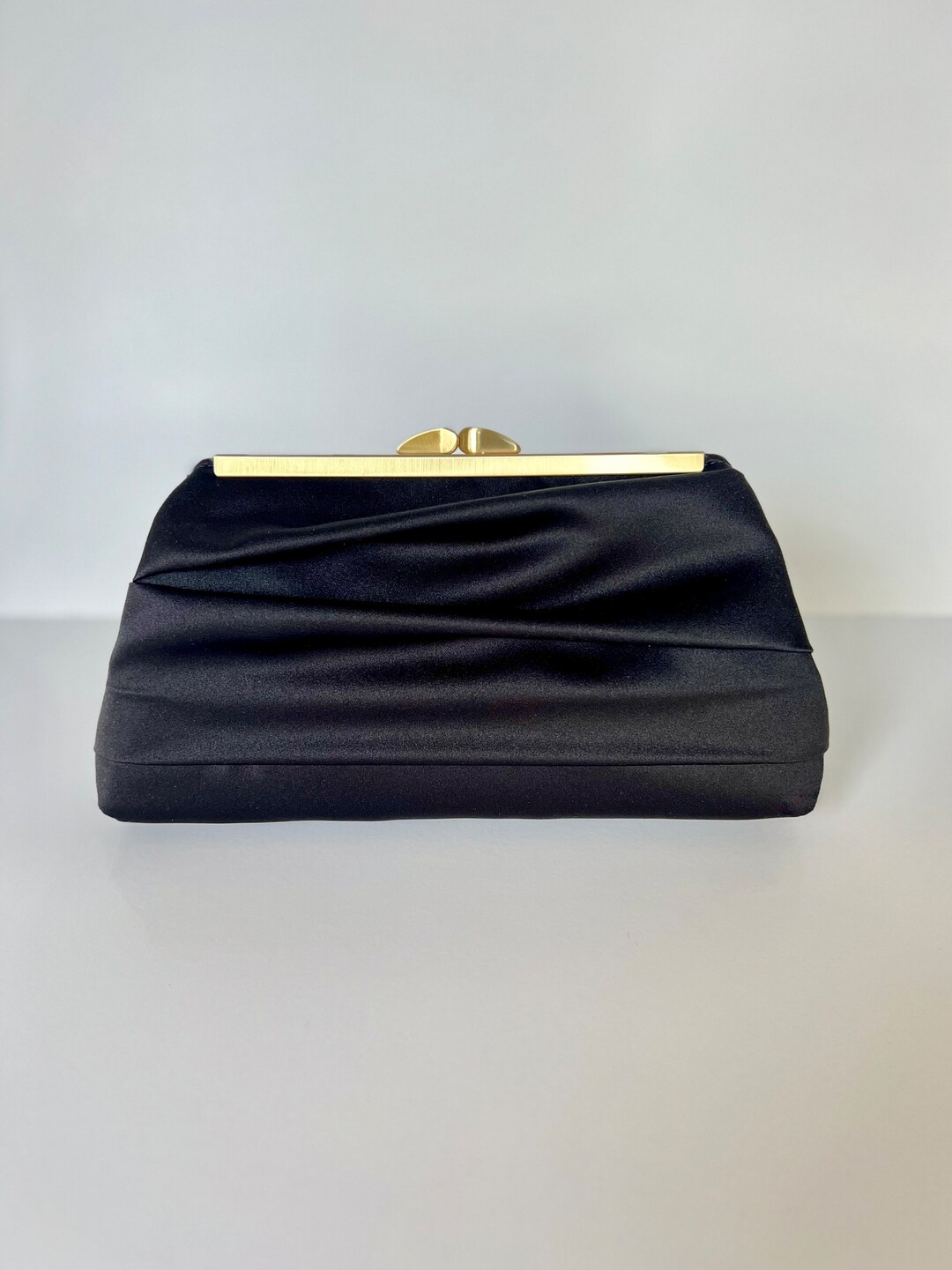 Satin Flower Clutch - Black main image 0