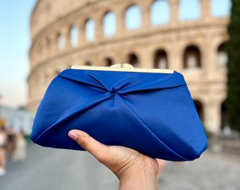 Royal Blue Satin Wedding Clutch, Bridesmaid’s Purse, Personalization Options and More Colors