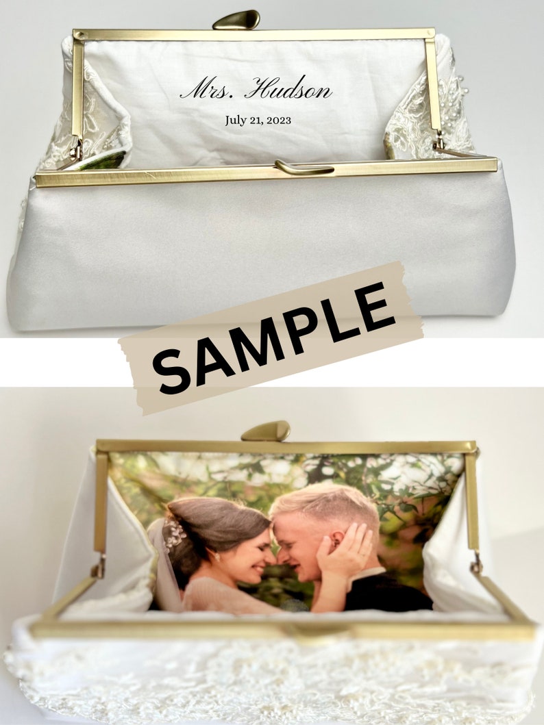 Ivory Satin and Tulle Bridal Clutch, Personalization Options image 4