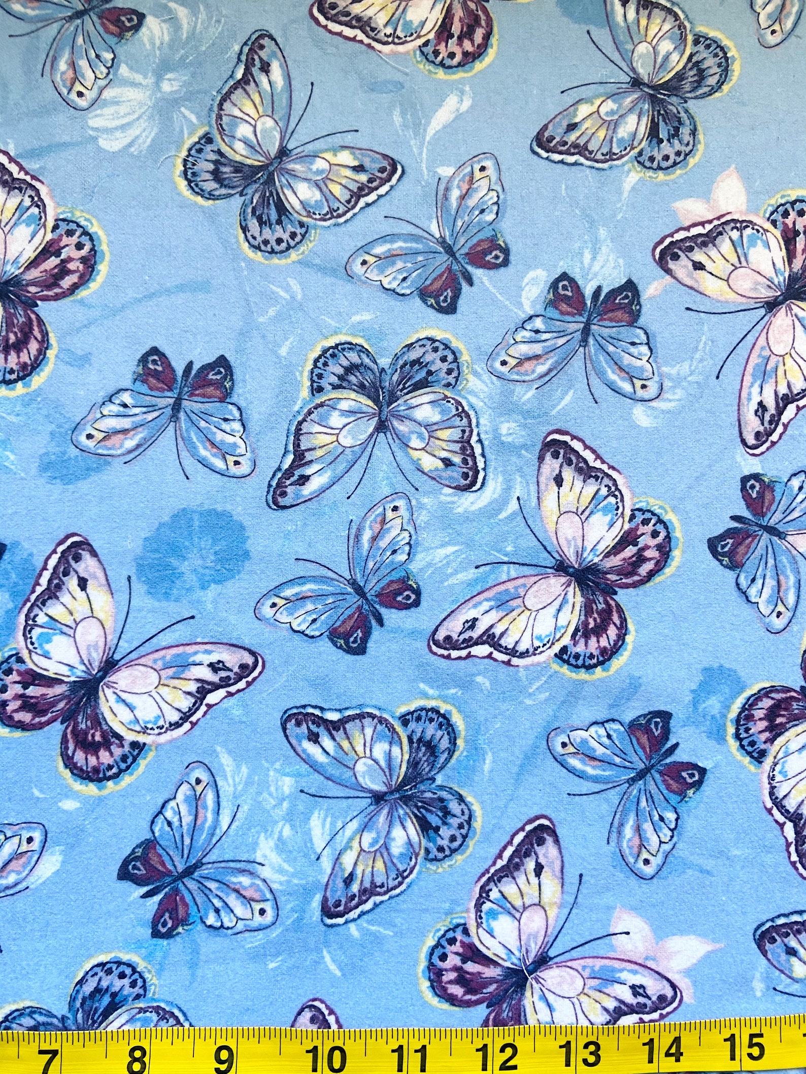 Blue Butterflies Flannel Cotton Fabric by Half Yard | Etsy