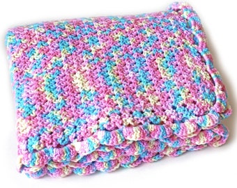 Hand Crocheted Rainbow Baby Blanket