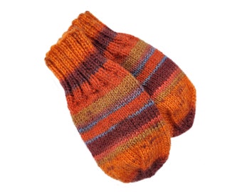 Orange Toddler Mittens With or Without String, 12 Months