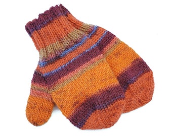 Kids Thumbed Wool Winter Mittens, 9 Months