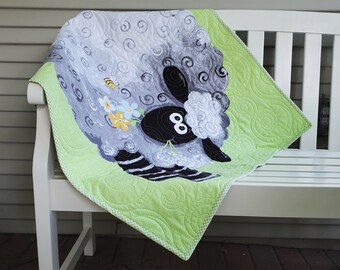 Lewe the Ewe Whole Cloth Baby Quilt