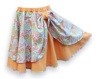 Girl's Circle Skirt Orange Paisley