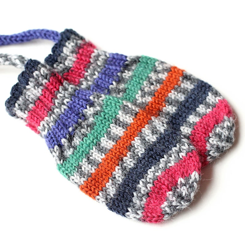 Baby thumbless winter knit mittens or kids boy girl winter knit mittens with thumb