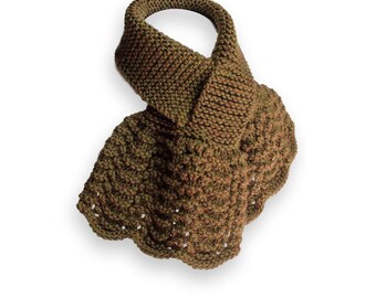 Knit Scarf Ladies Keyhole, Dark Amber