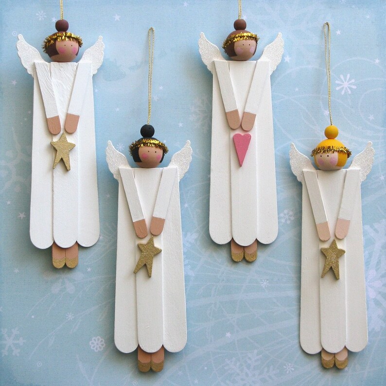 Angel Christmas Ornaments Set Etsy
