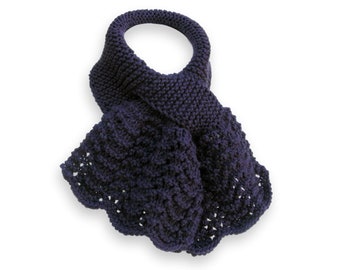 Dark Purple Lacy Handknit Pull-Thru Neck Warmer