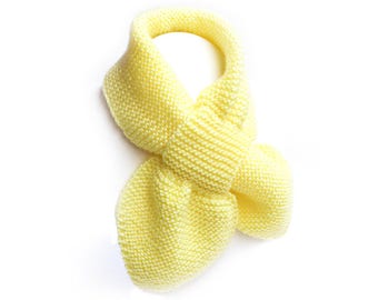 Yellow Hand Knit Neck Scarf, 2 to 4 Years