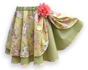 Circle Skirt Sage Green With Elastic Waist, Girl's Size 6