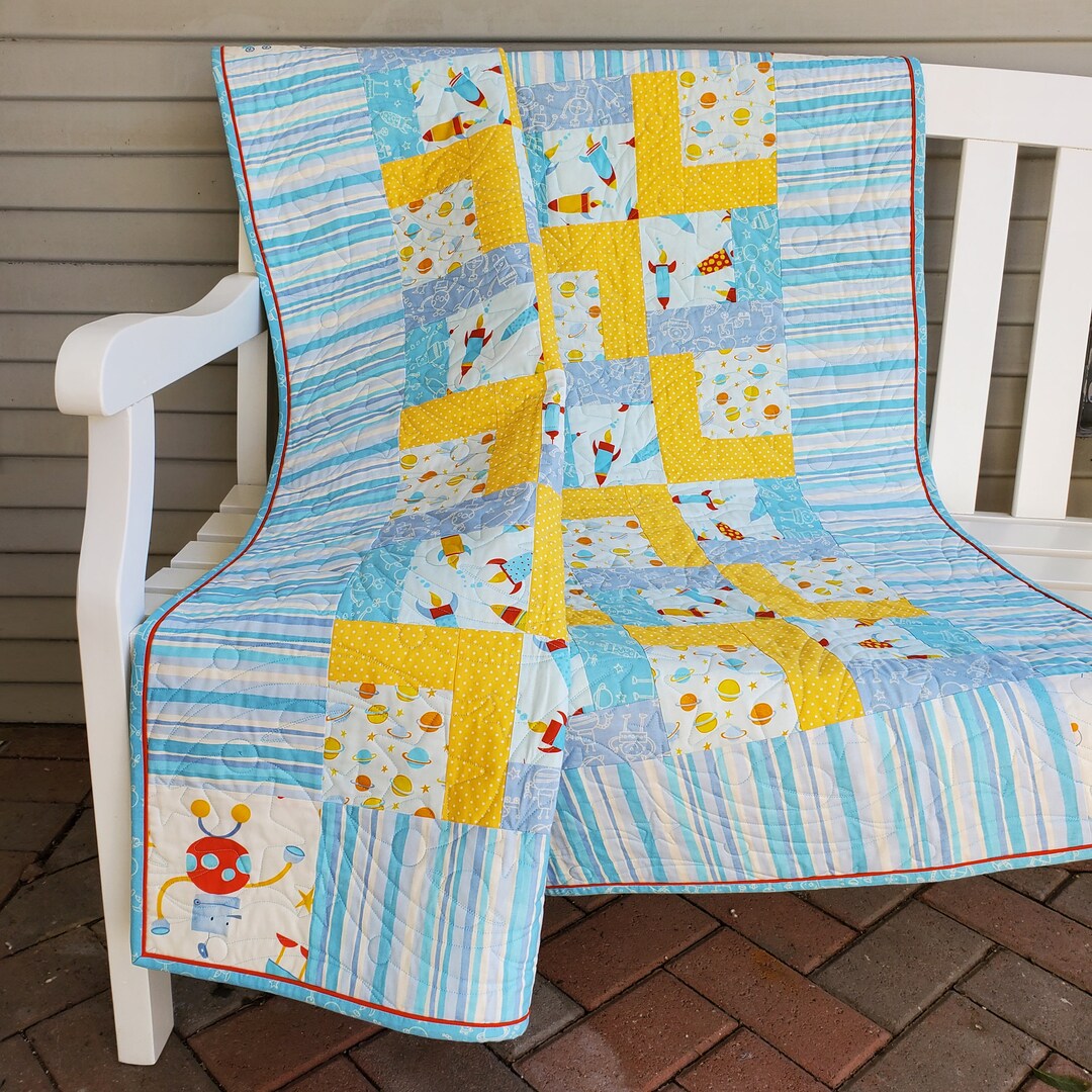 Rocket Ships Patchwork Quilt - Etsy