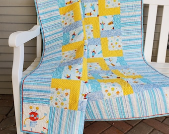 Rocket Ships Patchwork Quilt