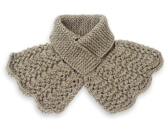 Lacy Neutral Taupe Adult Keyhole Neck Scarf