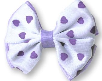 Purple and White Quad Overlay Hair Bow Set of 2