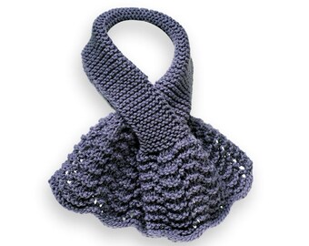 Women's Purple Knitted Flouncy Keyhole Scarf