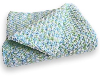 Crochet Baby Blanket, Blue and Green