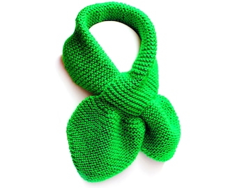 Toddler's Hand Knit Green Stay-Put Scarf
