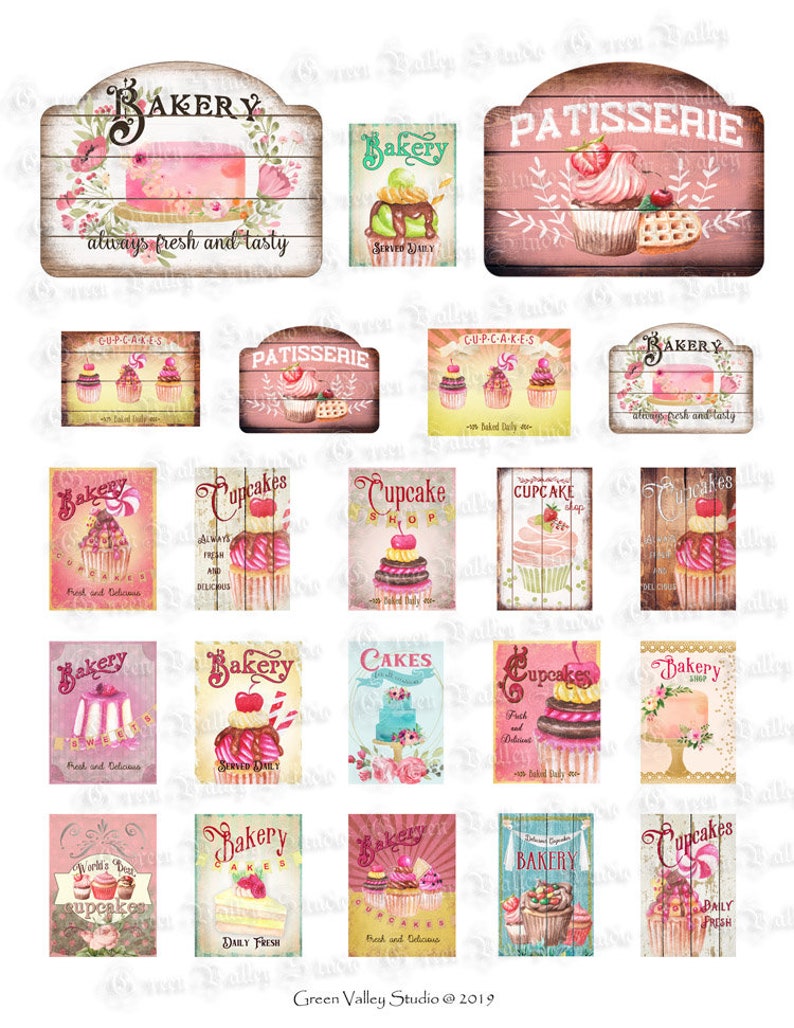 Printable Miniature Wood Bakery Signs Scale 1/6 and 1/12 | Etsy