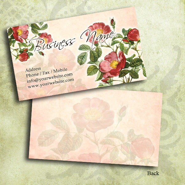 Red Roses Flower Business Card Template Digital INSTANT | Etsy