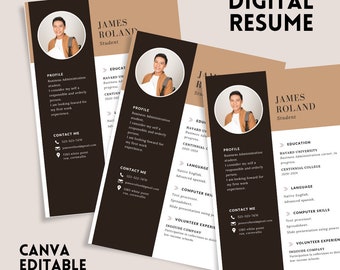Sjabloon cv voor studenten, professioneel cv-ontwerp, moderne cv-lay-out, sollicitatietool