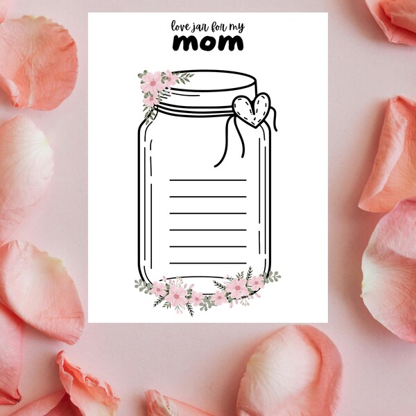 Printable Love Jar for Mom - Digital Mother's Day Keepsake - Personalized Gift for Mum Customized Digital Keepsake - Thoughtful Gift for Mom