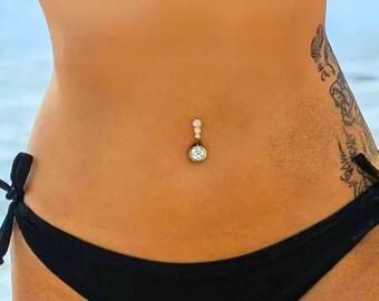 Gold Navel Ring - Dainty Belly Button Jewelry, Curved Barbell Piercing, Silver Belly Ring, Belly Bar