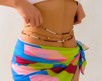 Gold Beach Dainty Chain Body Jewelry Set - Waist Beads, Anklet, Bikini Jewelry - Handmade Body Chain